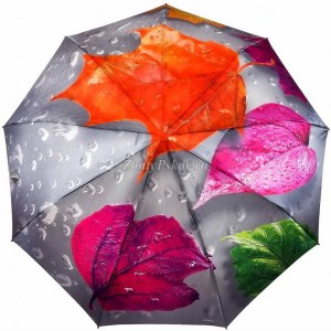 Необычный зонтик с листьями, полуавтомат, Amico, арт.0707